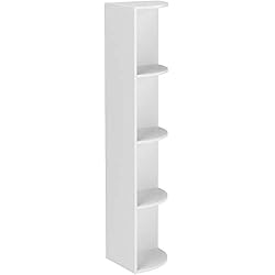 VASAGLE Étagère d'angle à 4 Niveaux, Étagères de Rangement Autoportantes, Bibliothèque en Bois, pour Cuisine, Chambre, Salon, Bureau, Blanche LBC42WT