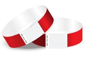 ‎TWIST4 Tyvek Einlassbänder in bunten Farben: Eintrittsbänder Partybänder Partybändchen Einlassbänder Securebänder aus Tyvek von Twist4 (50 Stück, Rot)