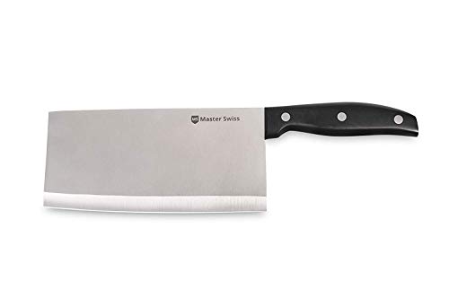 Master Swiss Razor Sharp Kitchen Cleaver Knife - Stainless Steel Chopper-Cleaver-Butcher Knife, Multi Purpose Professional for Home Kitchen or Restaurant - 12 Inch