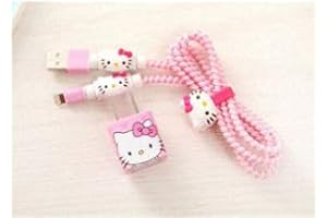 OLIVERIK 3D protector cable cargador (Hello Kitty Rosa)