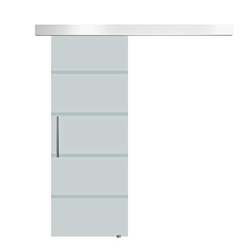 Puerta Corredera de Vidrio Satinado 4 Rayas - Espesor 0,8cm - Dimensiones 205x90cm