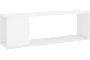 vidaXL Mueble para TV Soporte Mobiliario Aparador Armario Estante Salón Sala de Estar Dormitorio de Madera Contrachapada Blanco Brillante 100x24x32 cm