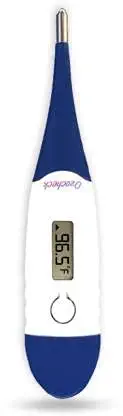 Ozocheck Digital thermometer with Flexible Tip | Fever Alarm & Beep Function | Waterproof & 10 seconds Fast Reading for Kids & Adults FlexiFast Thermometer (Blue, White)