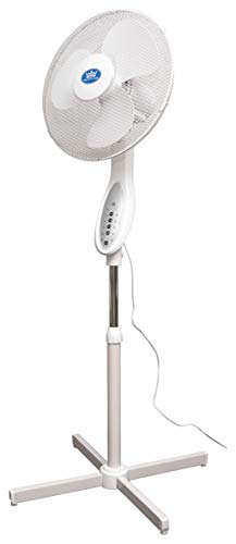 Prem-i-Air 16" (40 cm) Pedestal Fan with Remote Control and Timer (White)