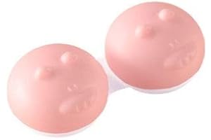 DarXity Boîte pour lentilles de contact avec motifs d'animaux, adorable éléphant bleu, mignon cochon rose, hippopotame gris rigolo