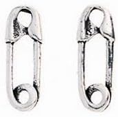 SAFETY PIN STERLING SILVER STUD EARRINGS Approx 10mm LONG