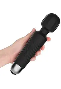 DK SHOP Rechargeable Personal Body Wand Cordless Eva Massager Machine with 28 Vibration Modes and Water Resistant (Black)