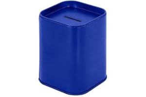 MAKIO Hucha Lata Infantil en Vivos Colores. Huchas Originales de Lata con Tapa. Hucha Lata Barata Que se Puede Utilizar también como Bote para lápices. (Azul)