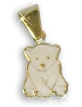 Baby Eisbär Charms Anhänger echt 14 Karat Gold 585 emailliert (Art. 206035)