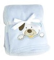 Luxury Soft Fleece Baby Blanket with Puppy Applique 75 x 100cm for Babies from Newborn
