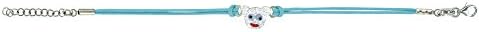 Suzette et Benjamin Cotton Cord Turquoise Bracelet Silver 925/1000 Silver White SEQUINS – Child Bear