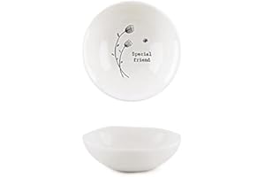 East of India Small White Ceramic Special Friend Trinket Bowl Dish 6x6x2cm