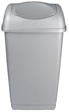 ITALIAN DESIGN 50 LITRE SWING TOP BIN /CREAM/BLACK/SILVER/ DUSTBIN / RUBBISH BIN / KITCHEN / HOME / BATHROOM (SILVER)