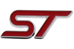 AUTOZOCO ST Line Lenkrad-Emblem, ST Line Lenkrad-Emblem, ST Line Lenkrad-Abzeichen, Aufkleber ST Line, passend für Lenkrad, kompatibel mit Ford, Metall, 3 cm Breite x 1,2 cm Höhe, Rot