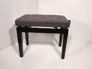 Piano Stool Bench Height Adjustable Black Gloss finish with Grey Chenille seat