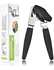 Foxtsport manuel Ouvre-boîte, Good Grips Bord lisse avec Construit en Décapsuleur, portable professionnelle en acier inoxydable Lame aiguisée et Gear, ergonomique Poignées antidérapantes