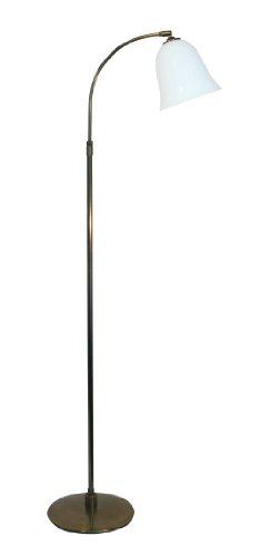 Preisvergleich Produktbild Stehleuchte / Standleuchte, Mazda Replika, Art déco Stil, Messing vernickelt, Holzsockel u. -schaft schwarz lackiert, Höhe 180 cm, 230 V, E27 60 W