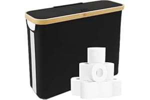 NIHUIFDPY Toilet Roll Storage, Bathroom Storage Box Holder Stand with Side Window and Lid, Multifunctional Toilet Paper Basket Cabinet, Free Standing Box Unit Organizer for Bathroom RV