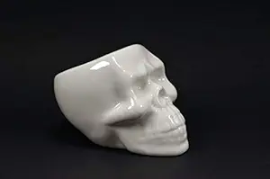 Star Gardens: White Color, Skull Design, Ceramic Pots for, Plants, Pot for Table top or Office Desk, Succulent Pots polyresin Pot, Gift Items, Imported Without Plant SG-CER-025