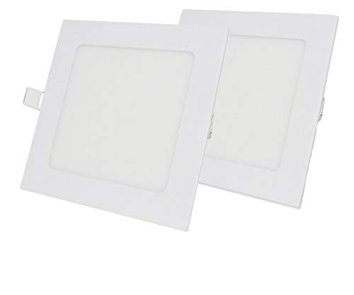 SPA15CW (2 Unidades) Lámpara LED 15W 6500K Cuadrada 190 x 190mm, 1350LM, Foco de luz LED para Techo con Transformador incluido AC 85-265V, Foco empotrable para Techo [Color Blanco Frío]