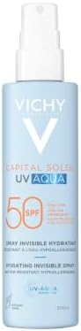 Vichy Capital Soleil, UV Aqua Spray Invisibile SPF50+ Viso e Corpo, 200 ml