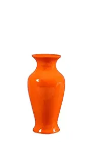Caffeine Ceramic Handmade Orange Colour Table Vase (1 Pc)