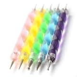 Set of 5 Multi Coloured Swirl Double Ended Nail Art Dotting/Marbleizing tools + 100 Lint Free Nail Wipes by Boolavard® TM
