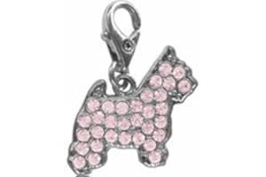 FAITHFUL FRIENDS West Highland White Terrier dog pink crystal clip on charm Westie