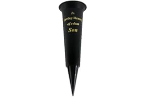 ENDLESS CREATIONS Special Graveside Memorial Grave Spiked Flower Vase In Loving Memory Special Memorial Vase for Graves - Plastic Cemetery Flower Holder with Spike, (1, Son)