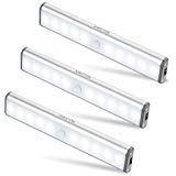 MOSTON luces LED inalámbricas para armario, con sensor de movimiento, con batería recargable integrada, lámpara de noche magnética para armario, cocina, escaleras
