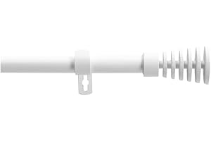 Acomoda Textil – Barra Cortina Extensible de Metal Remate Tapón Decorativo. Barra Cortina con Soportes Universal Ideal para Dormitorio, Salón, Cocina y Oficina. (Blanco, 120x210cm)