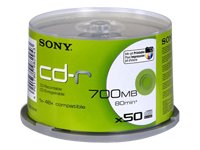 Sony - CD-R-Inkjet-Printable 48x, 700 MB nach ISO-9660-MODE-1, 50er Spindel mit 80 Minuten je CD-R