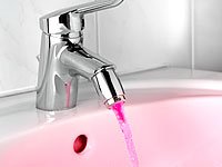 infactory Dynamo-LED- Wasserhahnaufsatz mit Strahlregler, leuchtet blau/grün/rot - 9