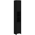 vidaXL Bathroom Cabinet in Black Made from Engineered Wood Offering Ample Storage with 6 Compartments and 2 Doors, Compact and Easy to Clean (Dimensions: 30x30x183.5 cm)