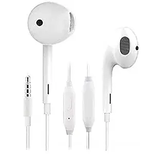 THE DDSP TRUE Ear Wired Earphones with Mic Compatible with Oppo F17/Pro Mobiles Phones - (White)