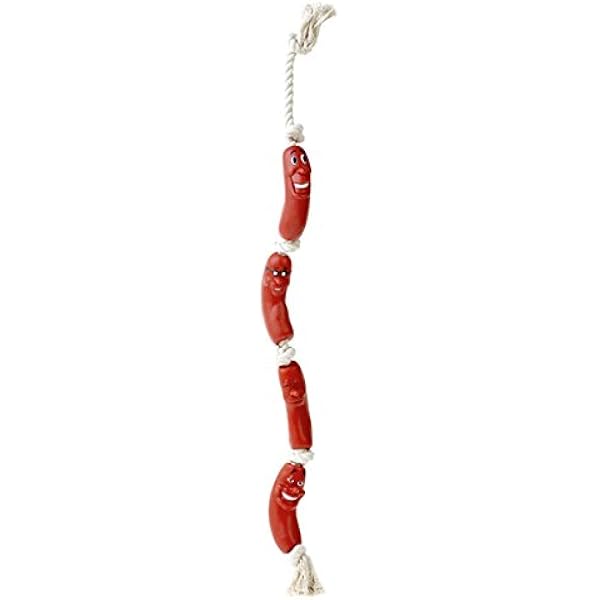 sausages on a rope dog toy