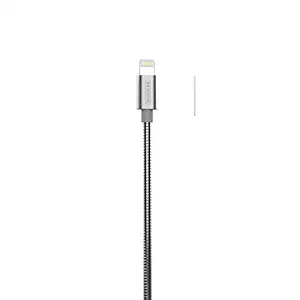 Wayona WK Design WDC-039 Alloy Steel Wire USB Cable Quick Charge + Data Sync Charging Cable 2.4A - 3ft/1mtr (iOS, Silver)