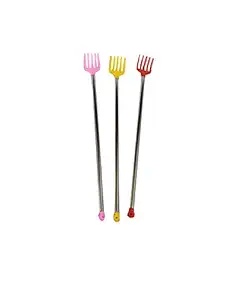 advancedestore Back Scratching Steel Stick for Itching with Long Handle and Stainless Steel Body - Back Massager Tool -(Multicolour) - Pack of 3 Pieces