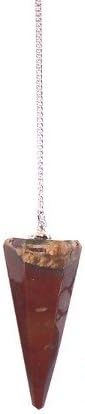 Red Jasper Gemstone Crystal Pendulum - Dowsing, Scrying, Healing