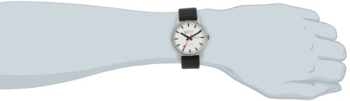 Mondaine Men's Automatic Watch with White Dial Analogue Display and Black Leather Strap