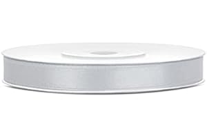 JAOW Ruban Satin Polyester Noeud et Emballage Cadeau 6/12/25/38/50/100mm x 25m (Taille 6mm x 25m - Couleur Gris)