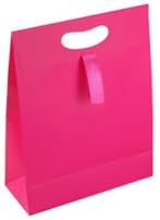 Pack of 25 Dark Pink Magenta Matt Laminated Die Cut & Ribbon Seal Paper Bags 25 x 32 x 10