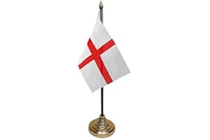 UKFLAGSHOP Pack Of 12 England St George Cross Desktop Table Centrepiece Flag Flags With Gold Bases Ideal For Party Conferences Office Display