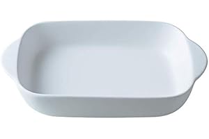 HCHLQLZ white Small Ceramics Rectangular Baking Dishes with Handle for Oven Ceramic Baking Pan Lasagna Casserole Pan Individual Bakeware 9x5 inch