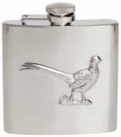 Orchid Design Standing Pheasant 6oz Hip Flask In Polished Stainless Steel By Dalaco - An For Countryside Lovers (HF-08)