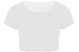 Nathnic® Kids Girls Microfiber Neon Plain Short Sleeve Crop Top Children Gymnastics Dance Wear Short T-Shirt Summer Trendy Tee Tops Age 3-13 Years