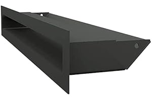 KRATKI griglia di ventilazione AIR | Griglia aria calda 6 x 40 cm | Nero | Griglia di scarico per ventilazione camino | Presa d'aria con un angolo di 45 gradi | resistente al surriscaldamento