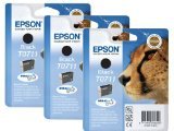 Original Druckerpatronen Epson T0711 (Dreierpack, 3 x Schwarz) Tintenpatronen für Epson Stylus B40W BX600FW BX300f BX610FW BX310FN D & DX Range D78 DX4000 DX4450 DX6000 DX7000 DX7450 DX8450 D120 D92 DX4050 DX5000 DX6050 DX7000F