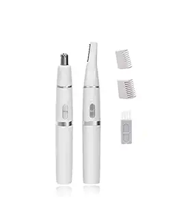 Painless 2-in-1 Water Resistance Head Battery Powered Painless Electric Ear and Nose Hair Trimmer for Unisex (Excluded)