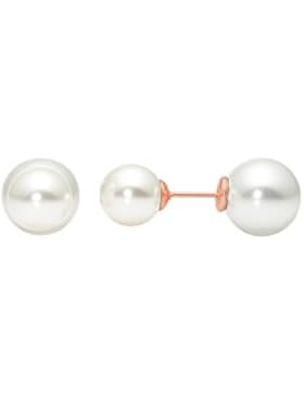 Steelart Damen Perlenohrringe doppelt mit Doppelperle Ohrstecker rosegold farbend matt aus Edelstahl mit Perle...